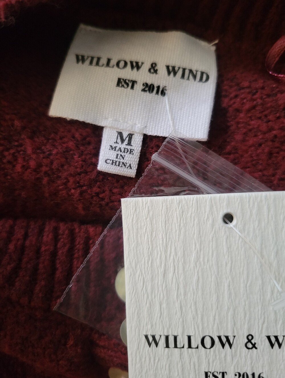 NWT Willow & Wind Ruffle Trim Cardigan Sweater Burgundy Frill Coquette Girl MD - Picture 7 of 9